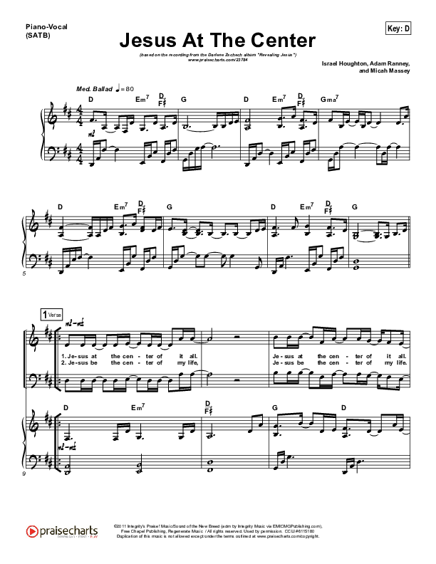 Jesus At The Center Piano/Vocal (SATB) (Darlene Zschech)