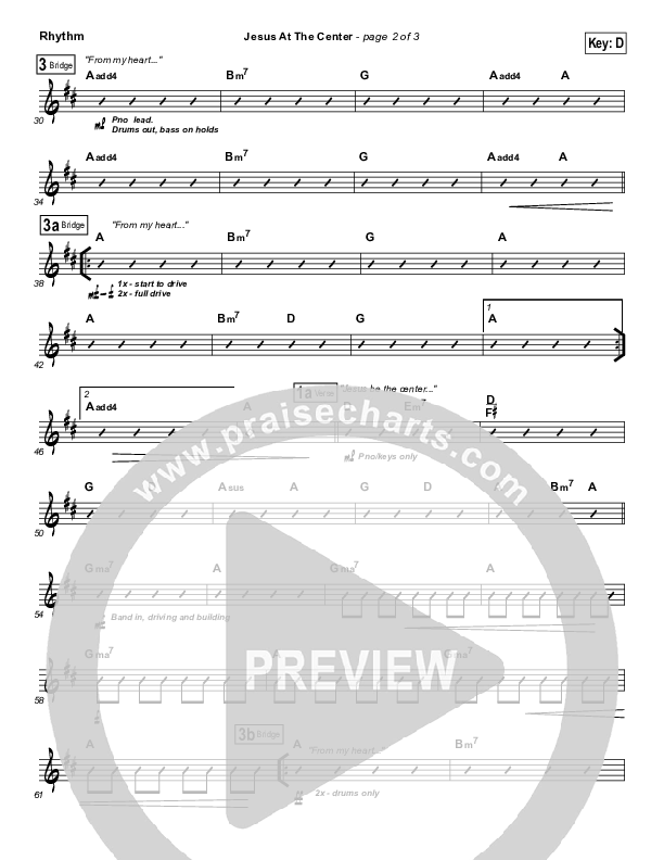 Jesus At The Center Rhythm Chart (Darlene Zschech)