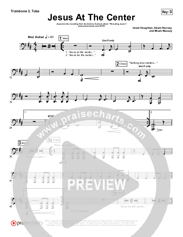 Jesus At The Center Trombone 3/Tuba (Darlene Zschech)