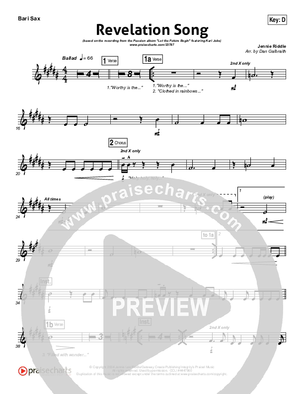 Revelation Song (Live) Bari Sax (Kari Jobe / Passion)