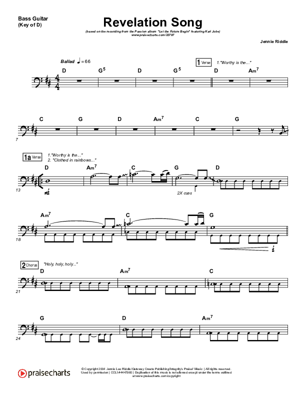 Revelation Song (Live) Bass Guitar (Kari Jobe / Passion)