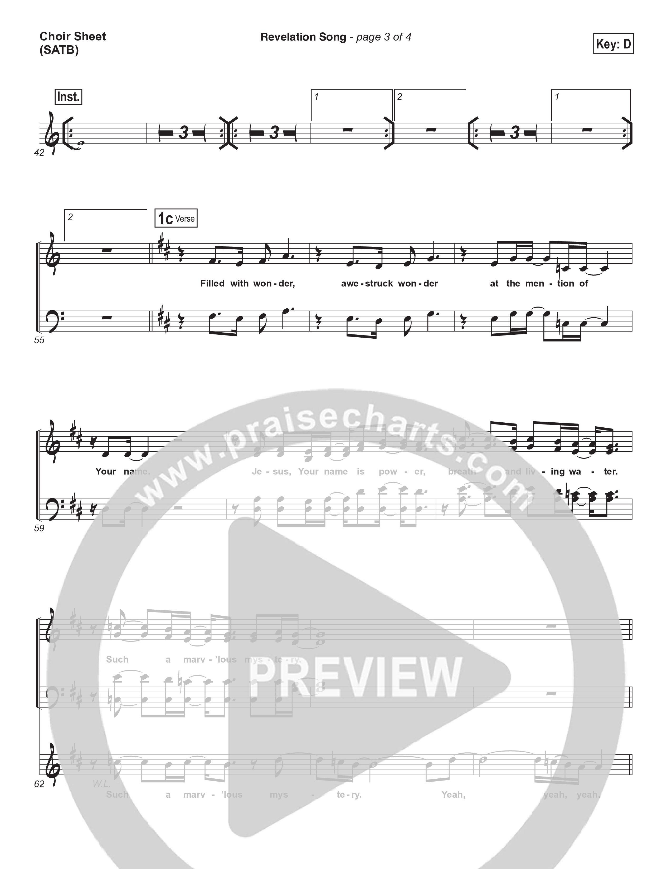Revelation Song (Live) Choir Sheet (SATB) (Kari Jobe / Passion)