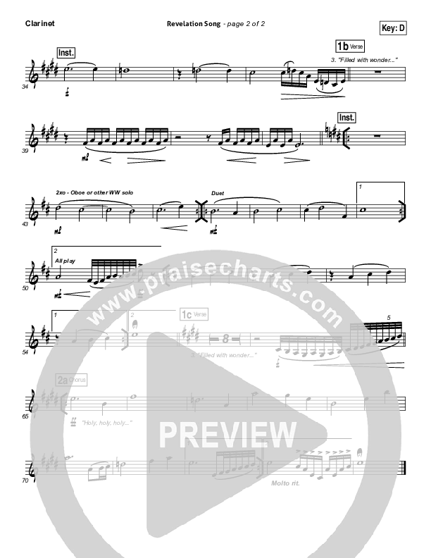 Revelation Song (Live) Clarinet (Kari Jobe / Passion)