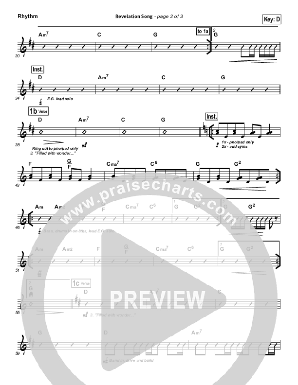 Revelation Song (Live) Rhythm Chart (Kari Jobe / Passion)