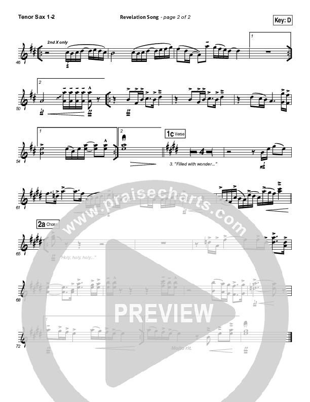 Revelation Song (Live) Tenor Sax 1/2 (Kari Jobe / Passion)