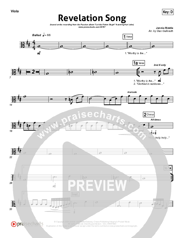 Revelation Song (Live) Viola (Kari Jobe / Passion)