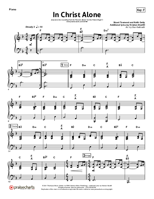 In Christ Alone Piano Sheet (Kristian Stanfill / Passion)