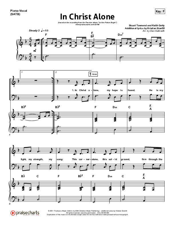 In Christ Alone Piano/Vocal (SATB) (Kristian Stanfill / Passion)