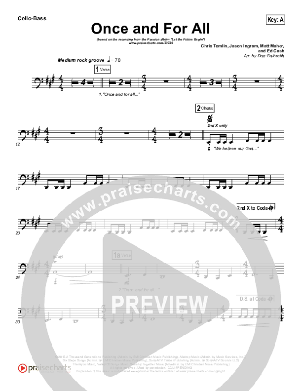 Once And For All Cello/Bass (Chris Tomlin / Passion)
