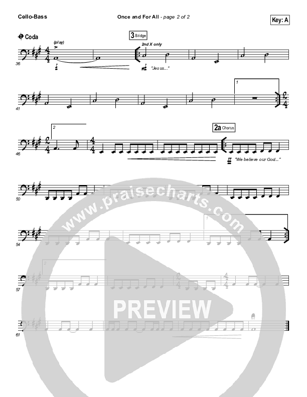 Once And For All Cello/Bass (Chris Tomlin / Passion)