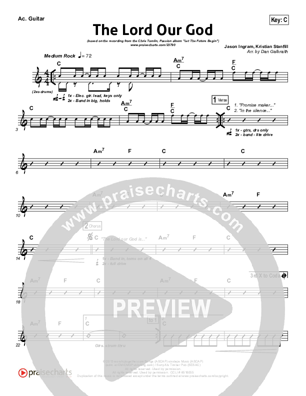 The Lord Our God Rhythm Chart (Kristian Stanfill / Passion)