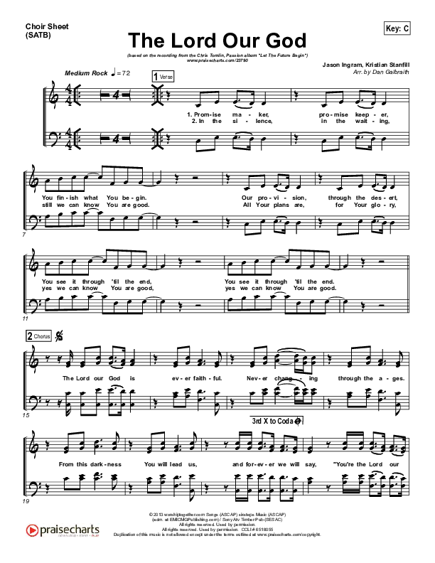The Lord Our God Choir Sheet (SATB) (Kristian Stanfill / Passion)