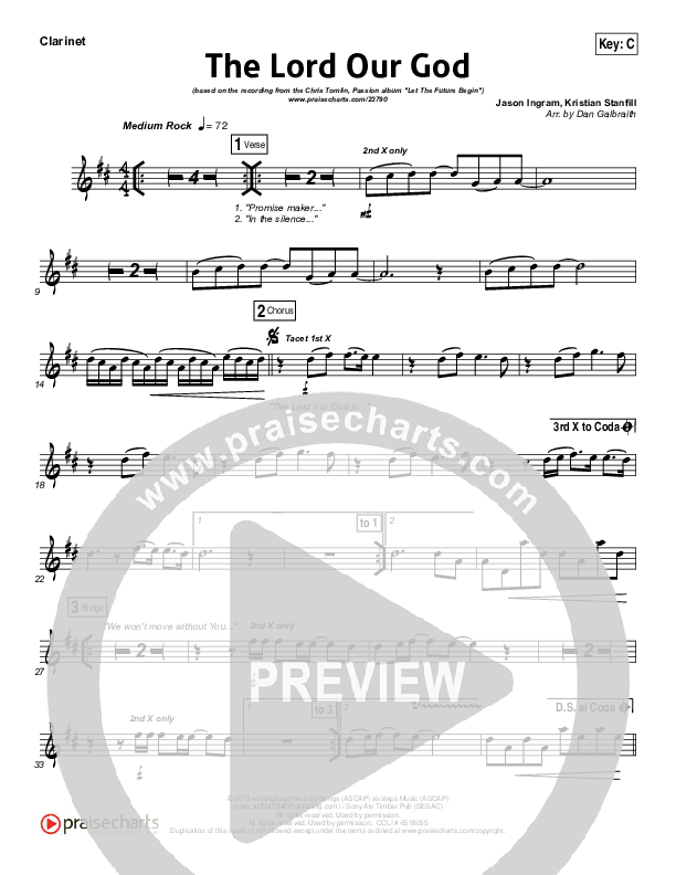 The Lord Our God Clarinet (Kristian Stanfill / Passion)
