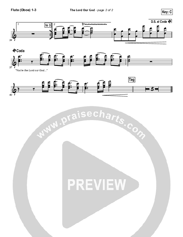 The Lord Our God Flute/Oboe 1/2/3 (Kristian Stanfill / Passion)