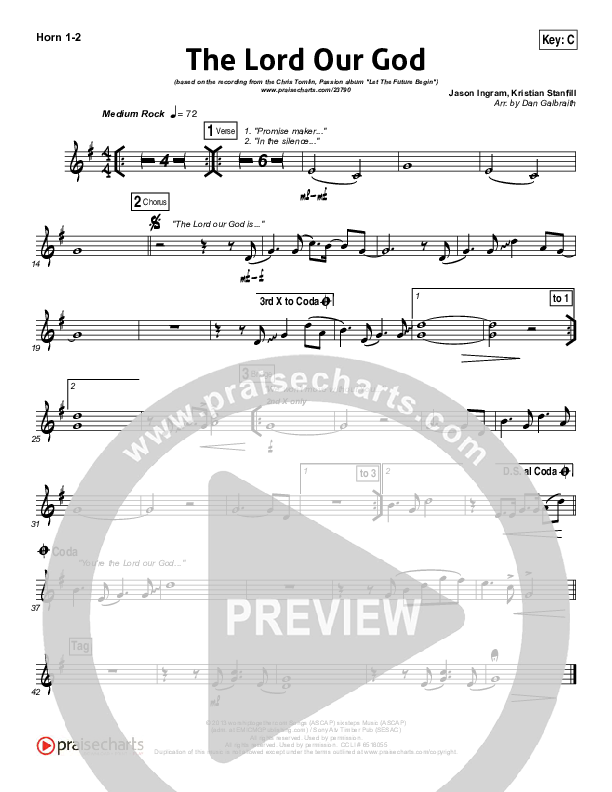 The Lord Our God French Horn 1/2 (Kristian Stanfill / Passion)