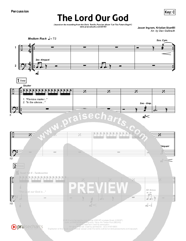 The Lord Our God Percussion (Kristian Stanfill / Passion)