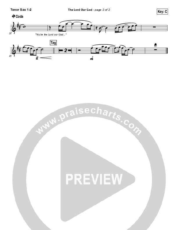 The Lord Our God Tenor Sax 1/2 (Kristian Stanfill / Passion)