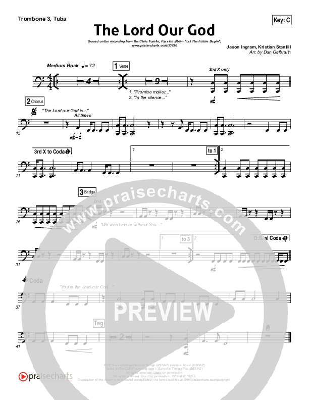 The Lord Our God Trombone 3/Tuba (Kristian Stanfill / Passion)