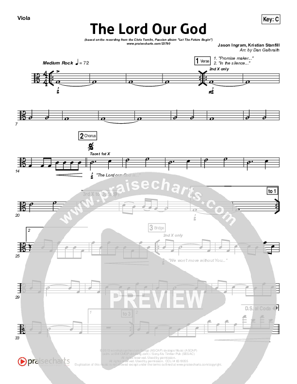 The Lord Our God Viola (Kristian Stanfill / Passion)