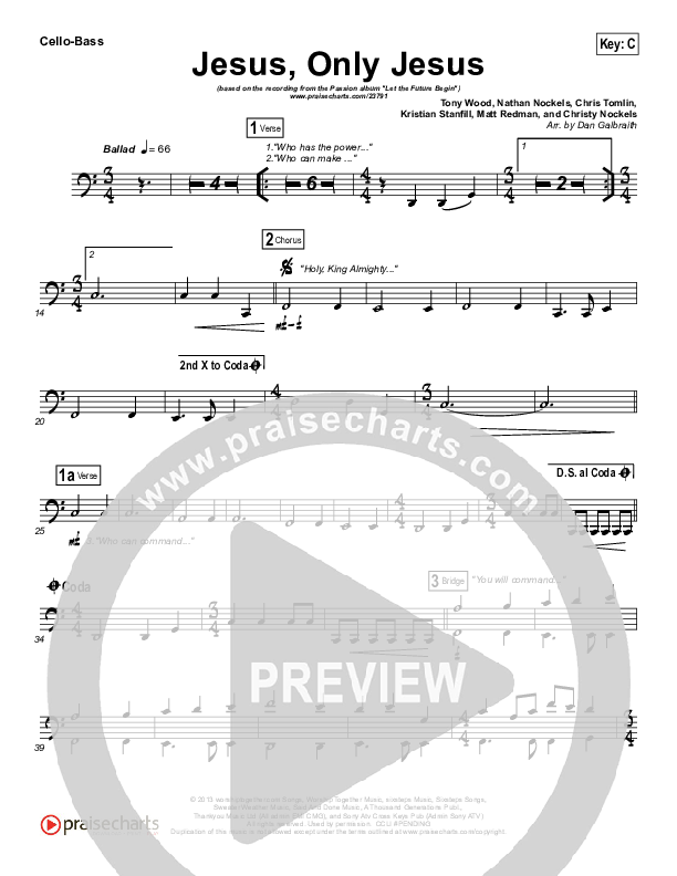 Jesus Only Jesus Cello/Bass (Matt Redman / Passion)