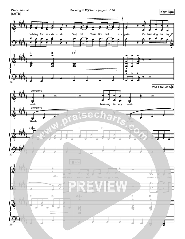 Burning In My Soul Piano/Vocal (SATB) (Passion / Brett Younker)