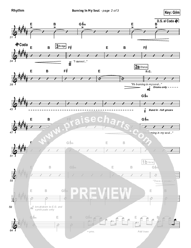 Burning In My Soul Rhythm Chart (Passion / Brett Younker)