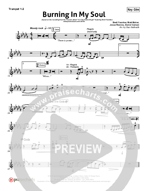 Burning In My Soul Trumpet 1,2 (Passion / Brett Younker)
