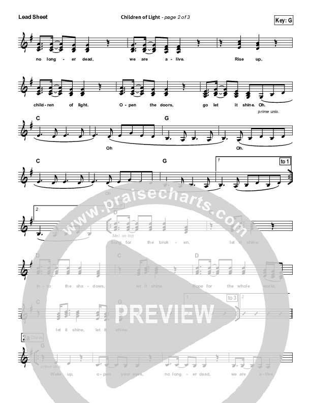 Children Of Light Lead Sheet (Kristian Stanfill / Passion)