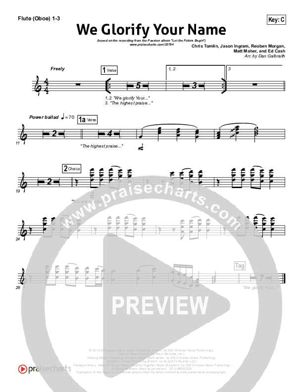 We Glorify Your Name Wind Pack (Chris Tomlin / Passion)