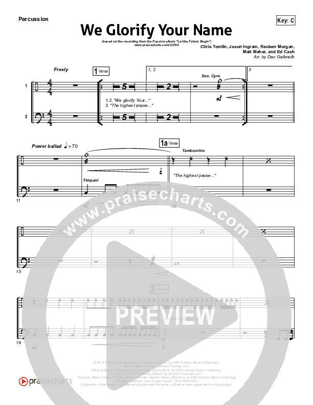 We Glorify Your Name Percussion (Chris Tomlin / Passion)