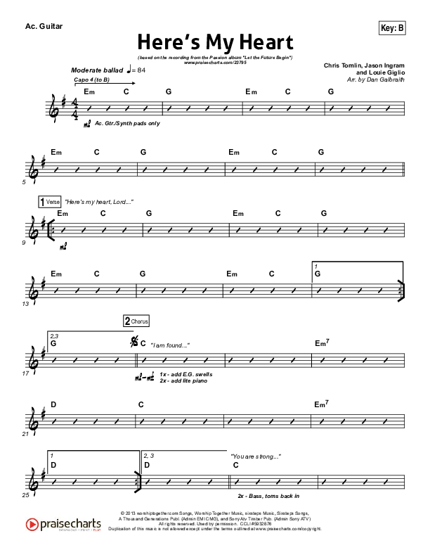 Here's My Heart Acoustic Guitar (David Crowder / Passion)