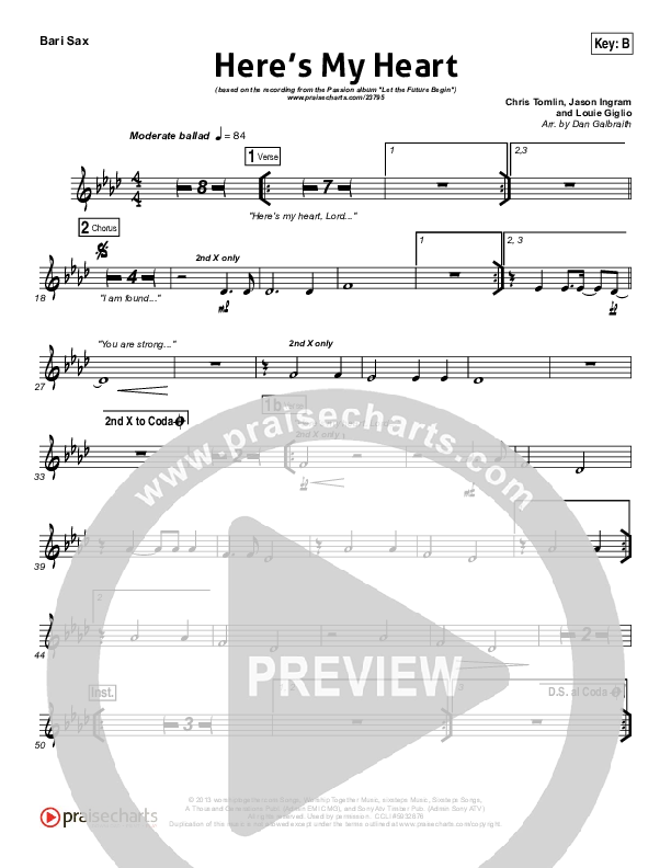 Here's My Heart Bari Sax (David Crowder / Passion)