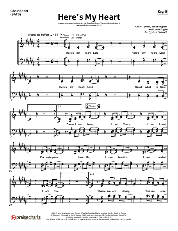 Here's My Heart Choir Vocals (SATB) (David Crowder / Passion)