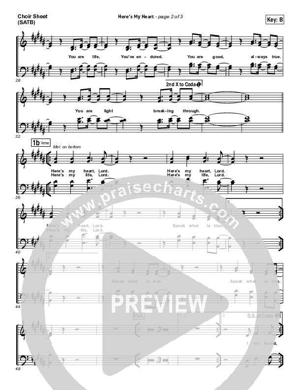 Here's My Heart Choir Sheet (SATB) (David Crowder / Passion)