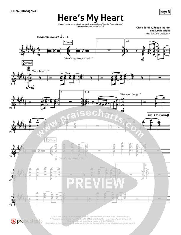 Here's My Heart Flute/Oboe 1/2/3 (David Crowder / Passion)