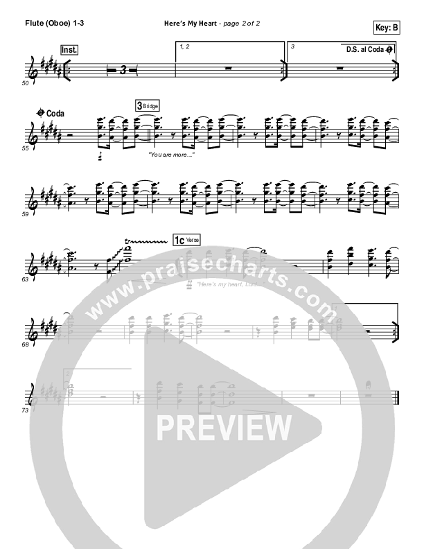 Here's My Heart Flute/Oboe 1/2/3 (David Crowder / Passion)