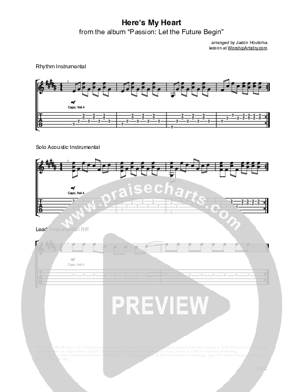 Here's My Heart Guitar Tab (David Crowder / Passion)