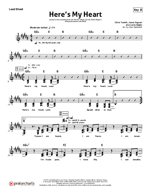 Here's My Heart Lead Sheet (David Crowder / Passion)