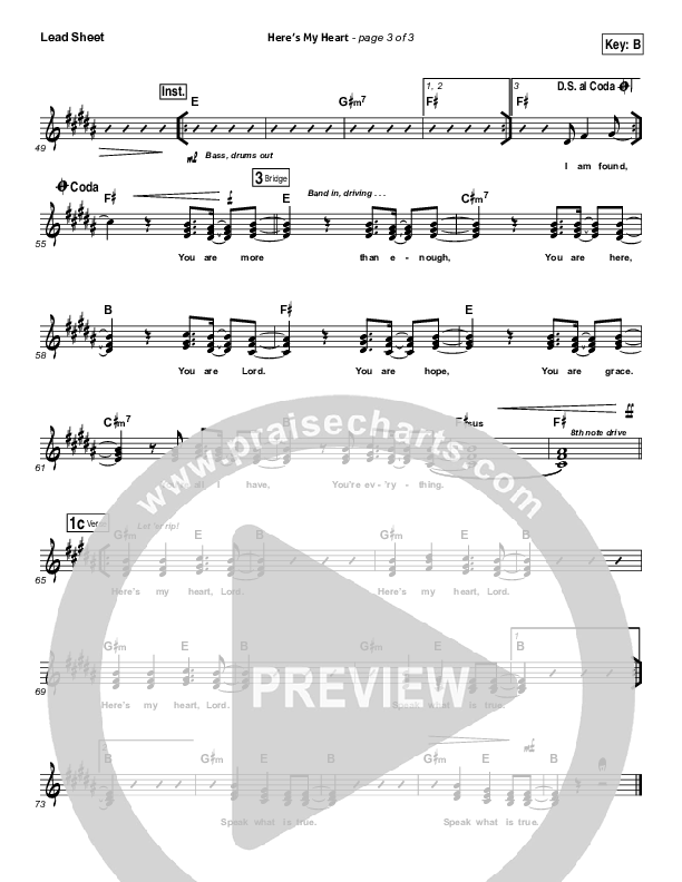 Here's My Heart Lead Sheet (David Crowder / Passion)