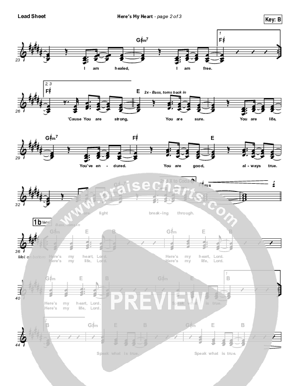 Here's My Heart Lead Sheet (SAT) (David Crowder / Passion)