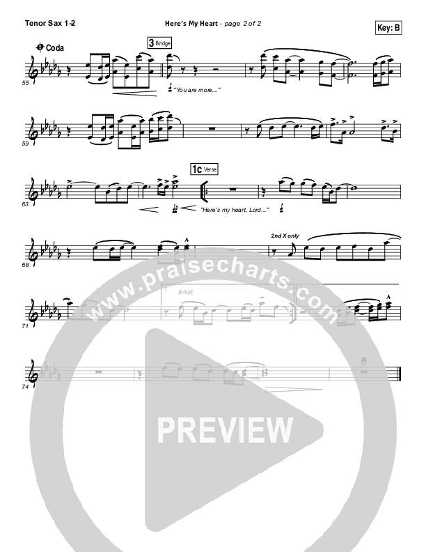 Here's My Heart Tenor Sax 1/2 (David Crowder / Passion)