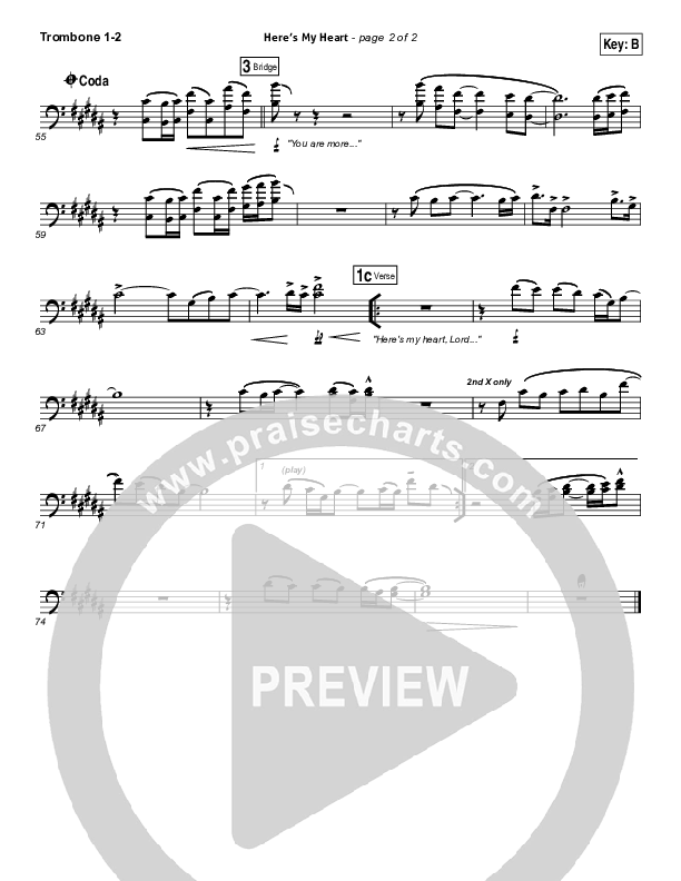 Here's My Heart Trombone 1/2 (David Crowder / Passion)