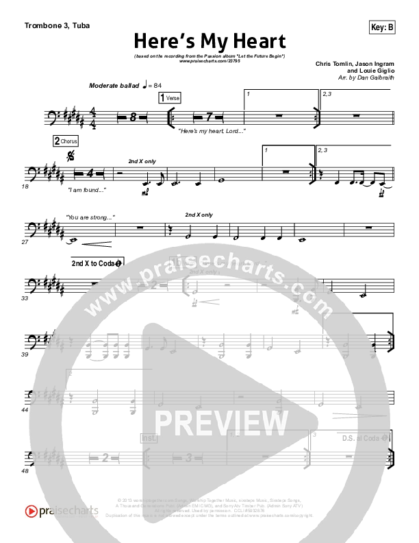 Here's My Heart Trombone 3/Tuba (David Crowder / Passion)