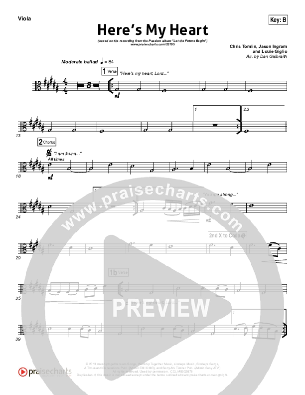 Here's My Heart Viola (David Crowder / Passion)