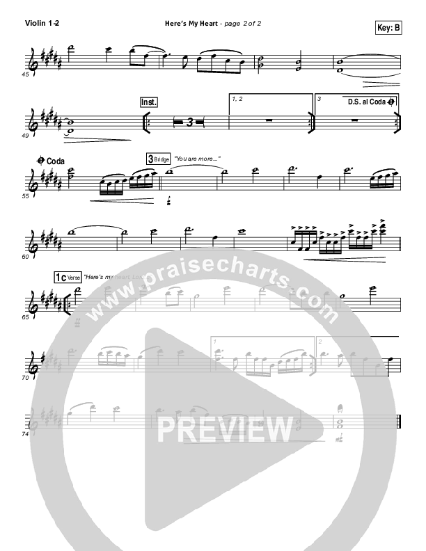 Here's My Heart Violin 1/2 (David Crowder / Passion)