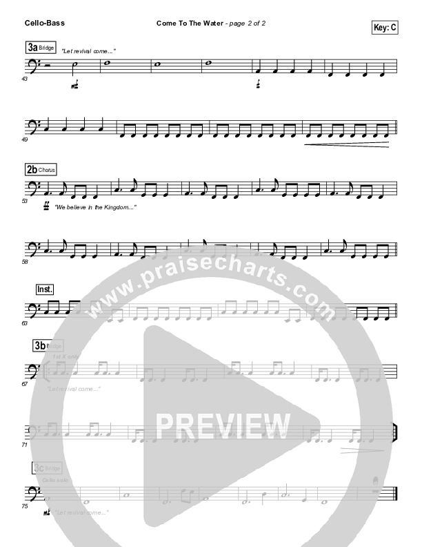 Come To The Water Cello/Bass (Kristian Stanfill / Passion)