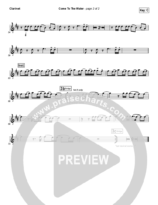 Come To The Water Clarinet (Kristian Stanfill / Passion)