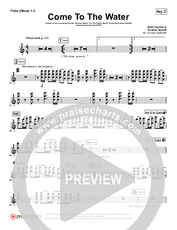 Come To The Water Flute/Oboe 1/2/3 (Kristian Stanfill / Passion)