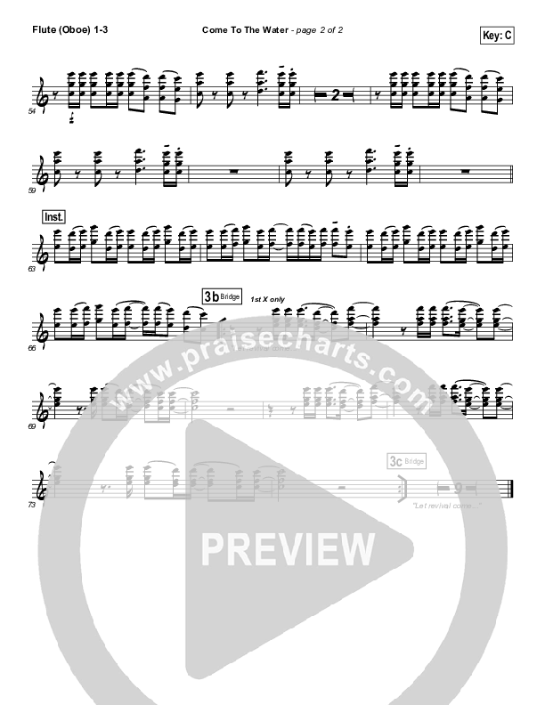 Come To The Water Flute/Oboe 1/2/3 (Kristian Stanfill / Passion)