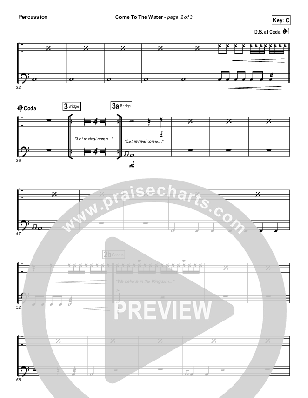 Come To The Water Percussion (Kristian Stanfill / Passion)